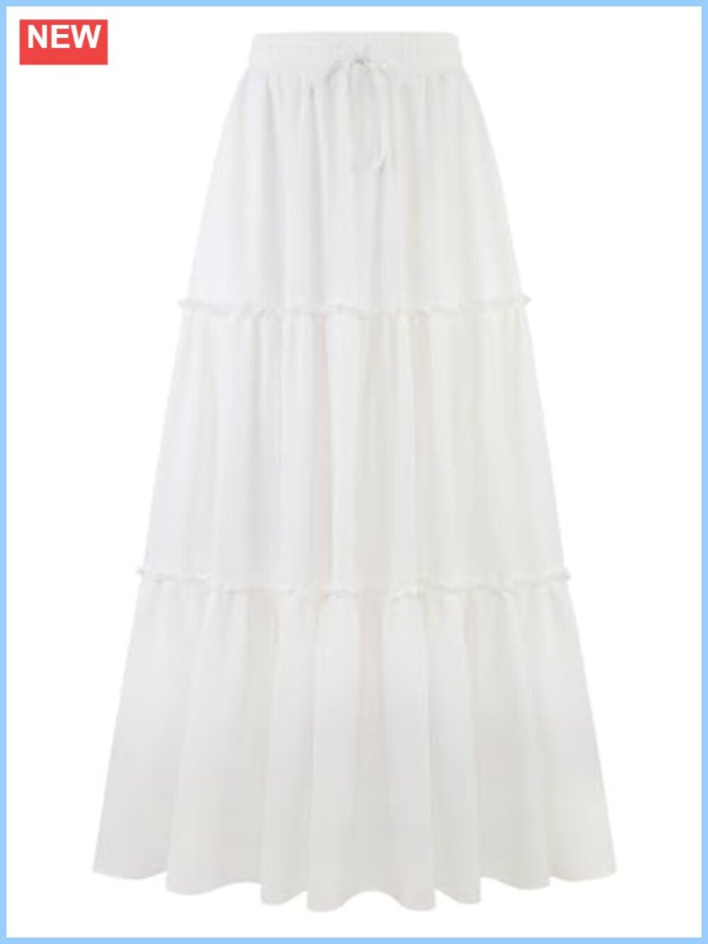 Women's High Waist Pleated Ruffle Maxi Skirt with Pockets Flowy Boho A-Line
